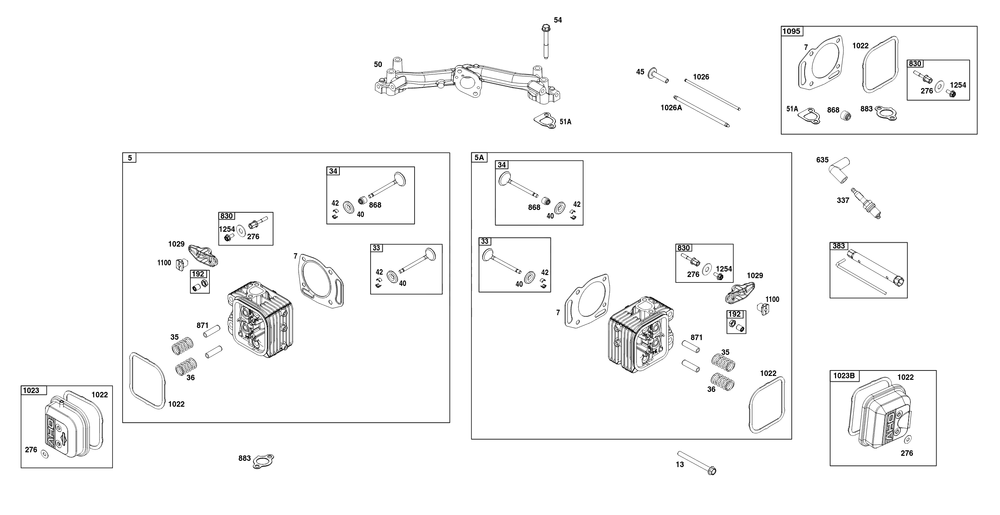 Cylinder Head Group Diagram and Parts List for 356777-0154-G1 200000 - 399999 Briggs and Stratton Engine